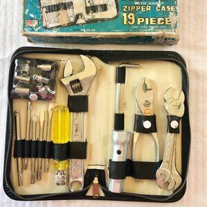 Vintage Metric Automotive Complete 19pc Automotive Tool Kit W/ Zipper Case